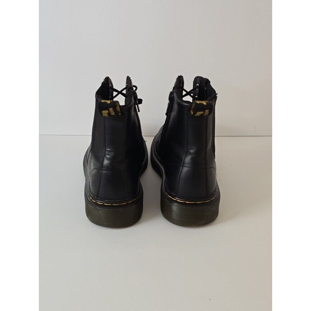Dr Martens 1460 Harper J Kids Youth Size 4 Black Leather Combat Boots Side Zip - Picture 3 of 11